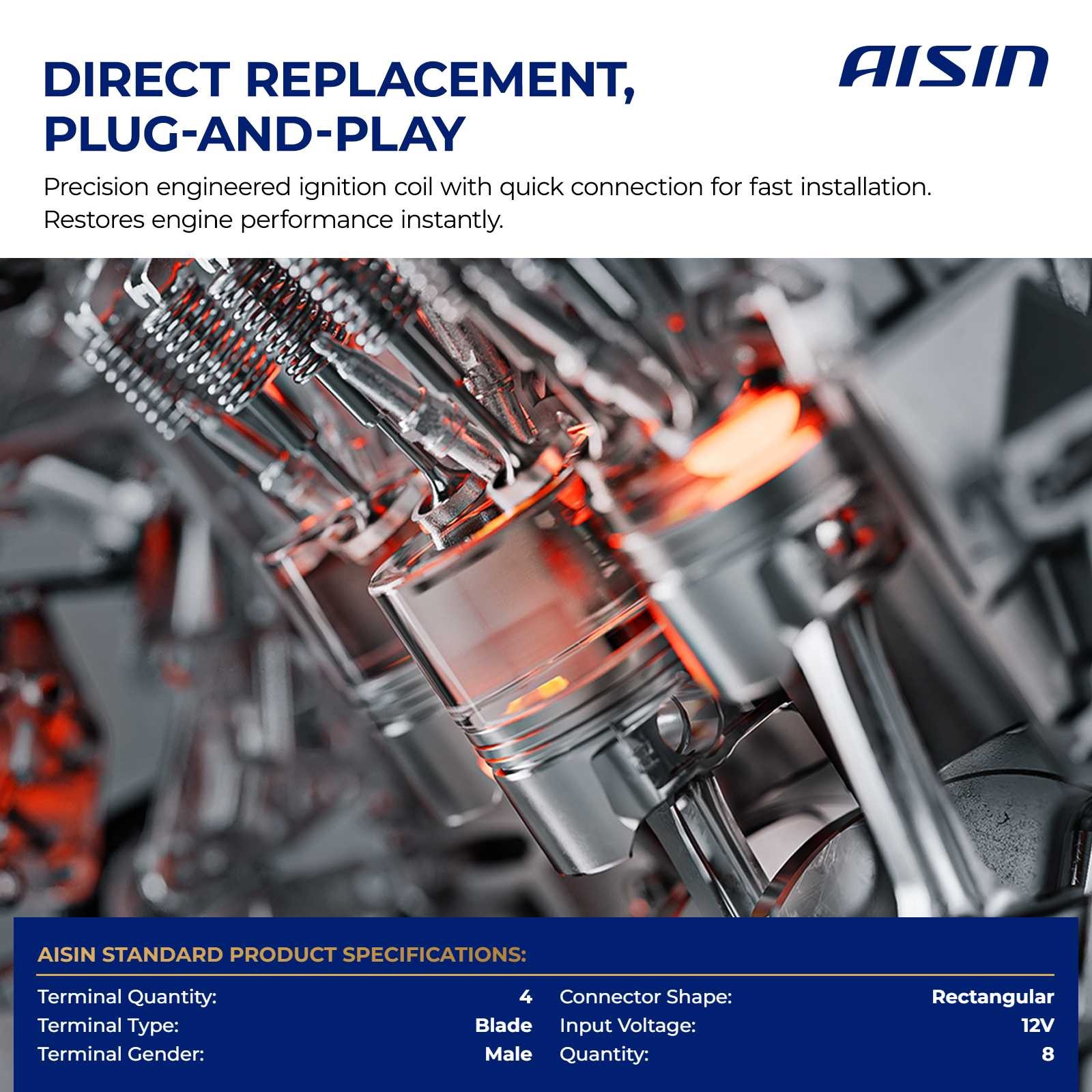 AISIN 8 Pack Ignition Coils for Volkswagen Passat Bentley Continental 2002-2004