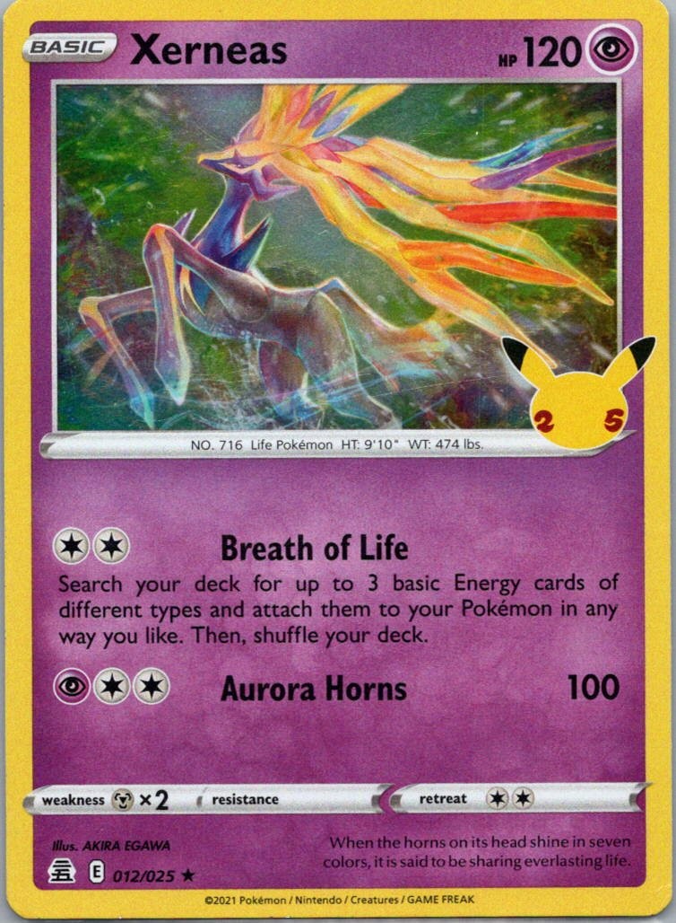 Pokemon TCG Xerneas 12/25 Celebrations Holo NM