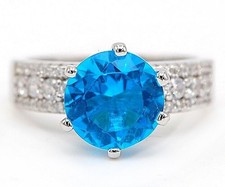 4CT Blue Topaz Topaz 925 Solid Sterling Silver Ring Jewelry Sz 9 IB2-5