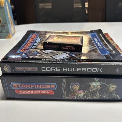 Starfinder Core Rulebook, Beginner Box, & 2 Supplements and critical fumble deck