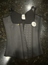 Colombian Women’s Black Latex Waist Cincher Corset Hook & Eye, Size M