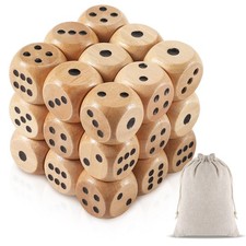 50 Pcs Wooden Dice Set 16mm Standard Wooden Dice Bulk 6 Sided with Rounded Co...