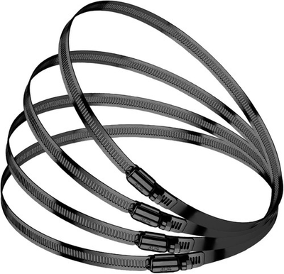 #ad 4Pcs Black Hose Clamp5 6 Inch 130 152Mm 304 Hose Clamps Stainless Steel Adjusta $14.89