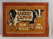 Lg Antique USED COWS FOR SALE Tin Litho Livestock Dairy Cattle Farm Auction Sign