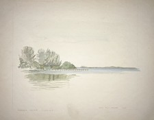 Betsy Flagg Melcher Ink & Watercolor Paper Signed 1954 Useppa Island Florida