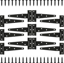 12 PCS 6 Inch T Strap Hinges Heavy Duty, Shed Door Gate Hinges, Heavy Duty Black