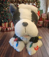 Christmas Boston Terrier animated singing Plush. Lights up.