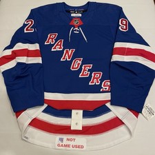 Team Issued MiC Adidas Authentic Dryden Hunt New York Rangers NHL Jersey Blue 56