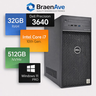 Dell Precision 3640 Tower i7-10700 32GB 512GB M.2 W11 Pro Onboard Video Scratch