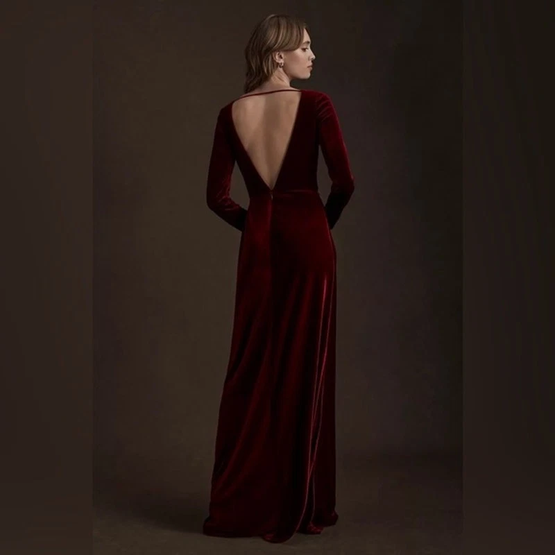 Anthropologie's Jenny Yoo Collection Burgundy Velvet Gown - Image 2 of 4