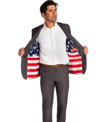 Shinesty The Grey Madison American Flag USA Lined Suit Men Sz 44,Career Business
