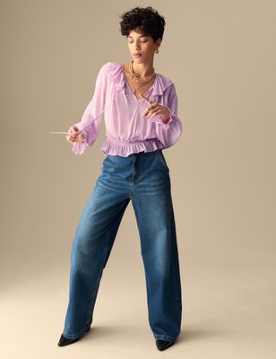 Marks & Spencer Womens Pink Viscose Long sleeved Blouse - M&S