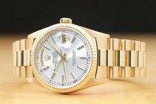 ROLEX MENS DAYDATE 18238 SILVER DIAL 18K YELLOW GOLD PRESIDENT DOUBLE QS WATCH 2