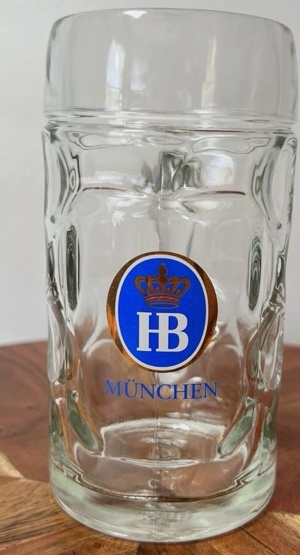 6 AUTHENTIC Hofbrauhaus .5 Liter Hofbrau HB Munchen Dimpled Beer Mug Glass Stein