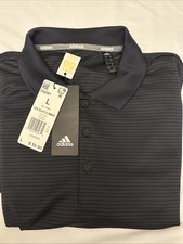 Adidas Golf Polo Shirt Mens Large Black Striped Performance Short Sleeve NWT 55