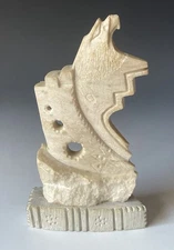 Vintage 1990s Native American Southwestern Hand Carved Artisan Statue Mesa Eagle