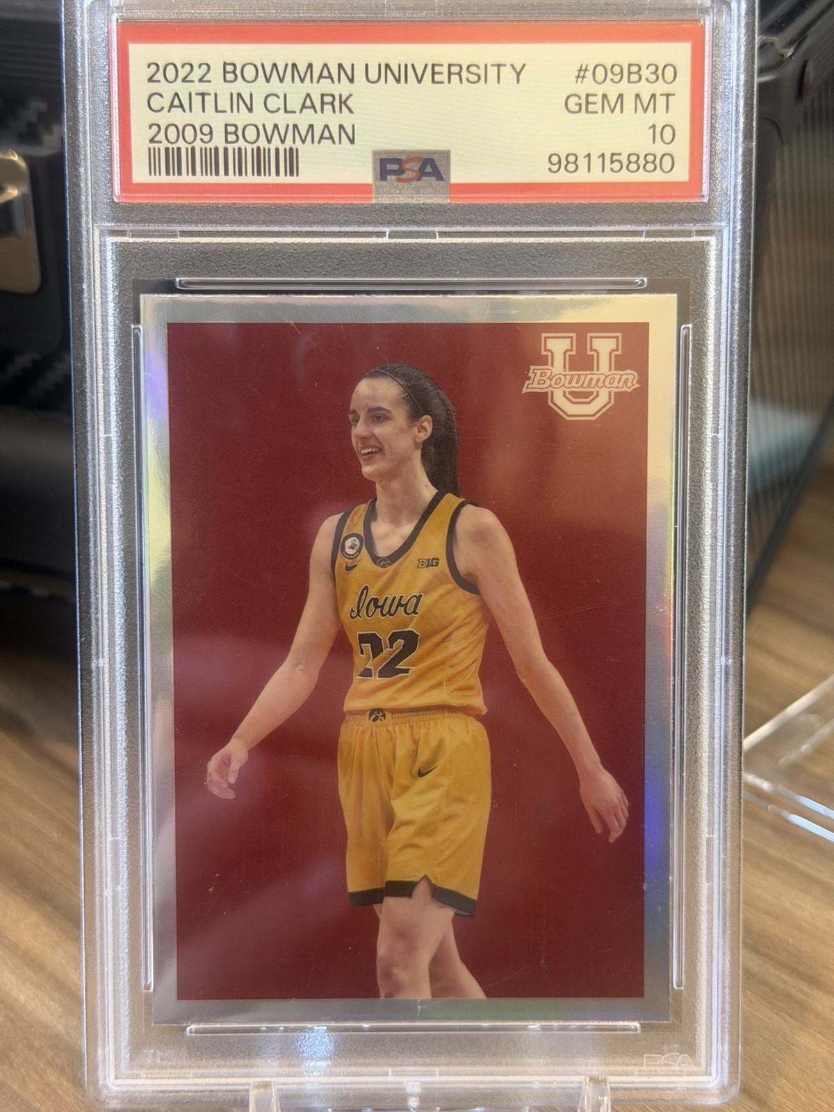 2022 BOWMAN UNIVERSITY CAITLIN CLARK  2009 BOWMAN PSA 10! INDIANA FEVER