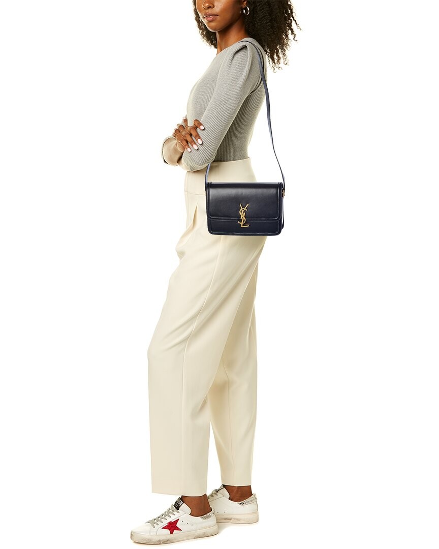 Saint Laurent Solferino Borsa a tracolla media in pelle da donna nera