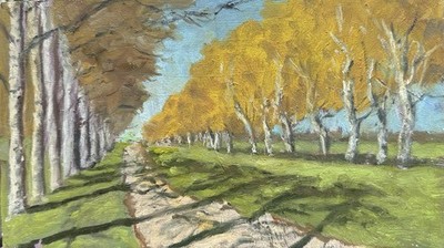 Row Of Trees After Levitan - Original Oil Painting
