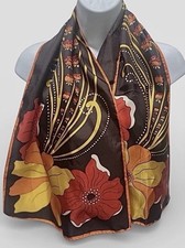 Vintage 70s Burmel Groovy Flower Scarf Art To Wear Long 43  x 12  Vibrant Colors