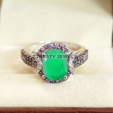Emerald Oval Cut Gemstone With 925 Sterling Silver Ring For Men's B20