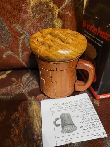 Neu im Karton 3D Holzpuzzle Spiel Bierbecher Holzpuzzle Stein Schaum Mann Höhle - Bild 4 von 4