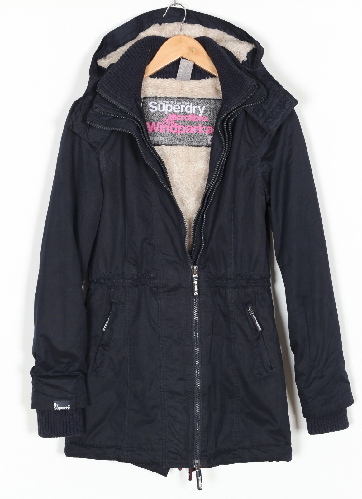SUPERDRY MICROFIBRE THE WINDPARKA Fishtail Jacket Women Size XS Hooded MJ3423