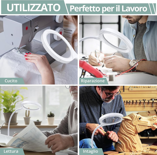 Lente Di Ingrandimento Con Lampade LED Da Tavolo Ingrandimento Professionale 5X - Foto 7 di 12