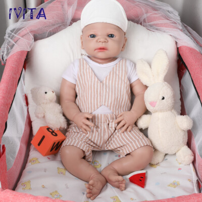 IVITA 21inch Vollsilikon Reborn Baby Junge Handgemachte Silikonpuppe Säugling