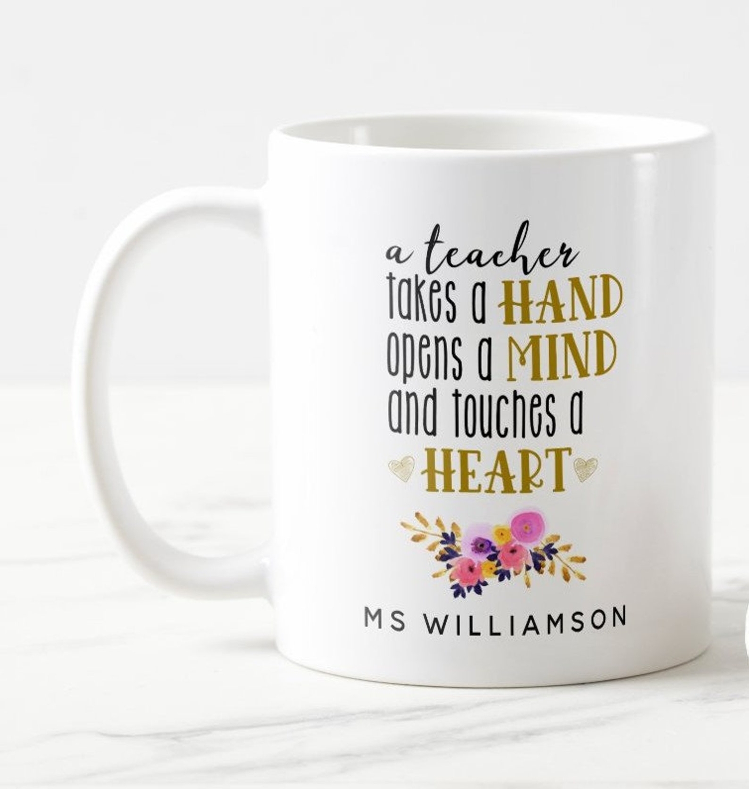 Teacher's Appreciation Personalized Gift In Gold Coffee Mug Coffee Mug  Tea Cup