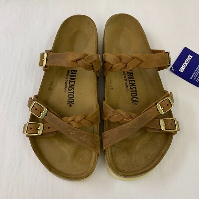 Birkenstock New w/o Box Franca Braided Cognac Oiled Leather Regular Select Size