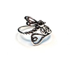 Sterling Silver Dragonfly Heart Ring New