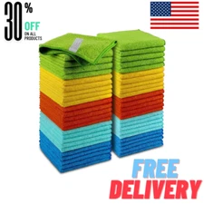 Microfiber Cleaning Cloth Set of 50 Towel Rag Car Polishing Detailing No-Scratch