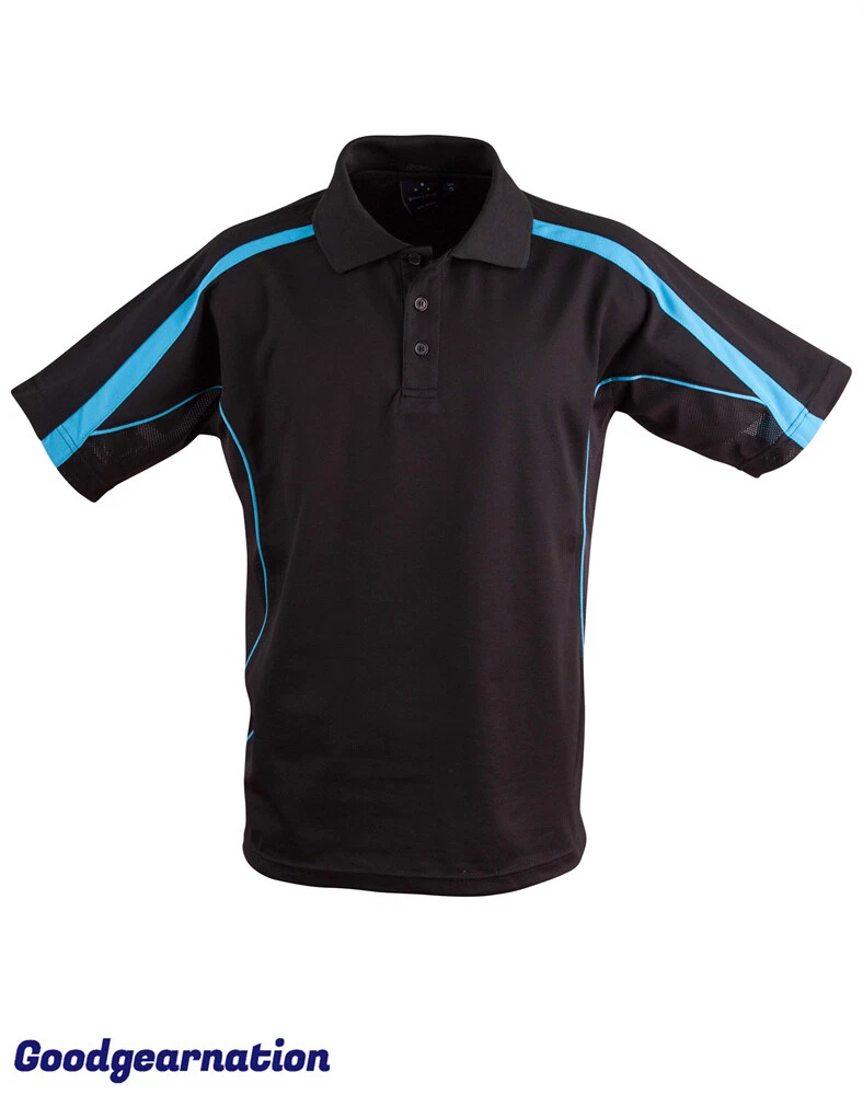 Mens Polo Shirts Short Sleeve Contrast Cotton Poly Work Sport Casual Legend