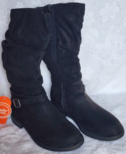 Wonder Nation Youth Girl's Black Faux Suede Riding Boots Size 1 NEW WITHOUT BOX