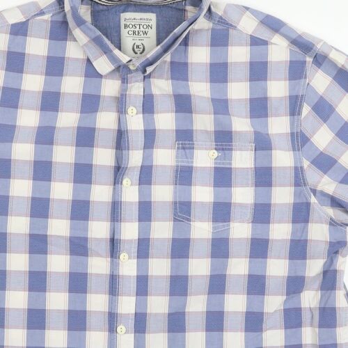 Boston Crew Mens Blue Check Cotton blend Size XL Collared - Picture 7 of 12