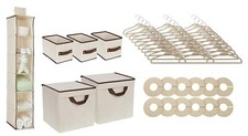 Nursery Bins and Shelf Storage Set Hangers Closet Organizer Baby Room Beige Set