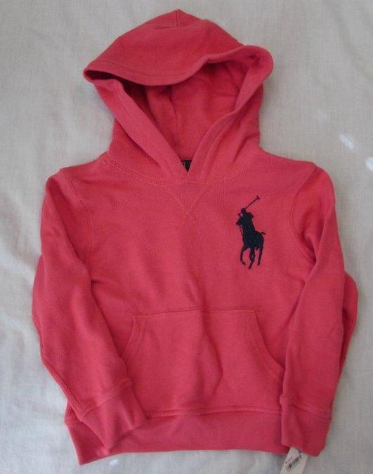 Polo Ralph Lauren ragazzo 4T rosso pile senza napless spugna francese felpa con cappuccio grande pony NUOVO