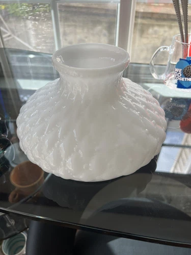 Vintage Milk Glass Lamp Shade Ruffle Diamond Student