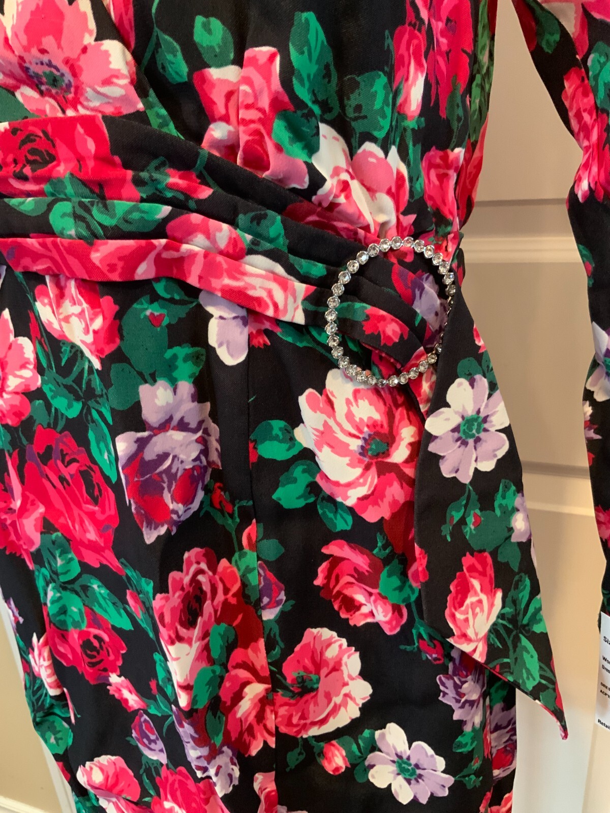 Ronny Kobo Edrea Black, Pink & Purple Floral-Patterned Mini Dress, Size S, NWT!