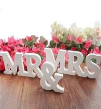 Wood Sign Mr and Mrs for Wedding  Anniversary Letters Table Top Party Props Deco
