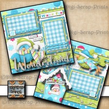 SNOW BIRDS winter  BOY 2 premade scrapbook pages paper layout DIGISCRAP A0542