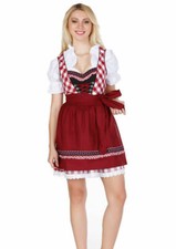 NEW Sz 8.NEW Germany,German,Trachten,Oktoberfest,Dirndl Dress,3-pc.RED,Brown RT