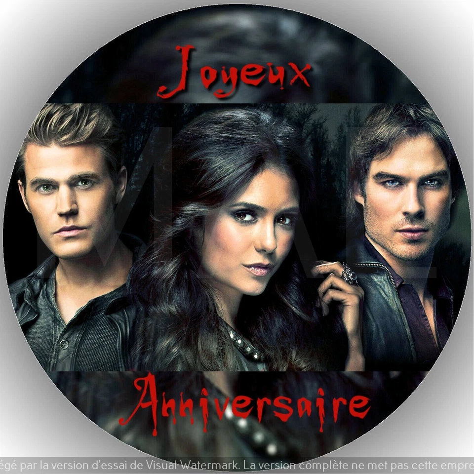 Vampire Diaries. Décoration de gâteau comestible ,disque Azyme , diamètre 20cm.