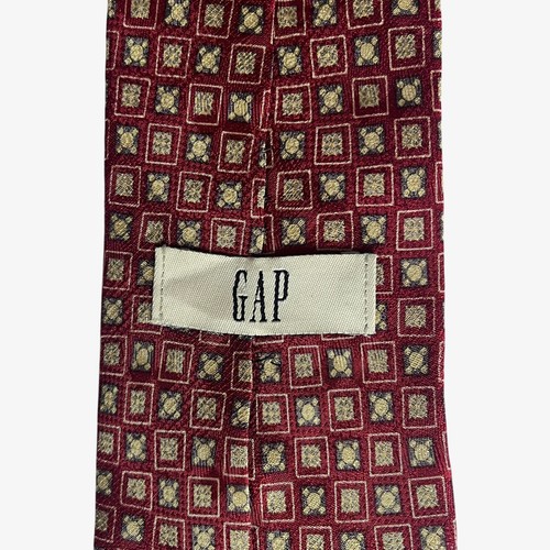 Vintage Y2K GAP Abstract Geometric Print Red Silk Tie, Retro 90s Funky Art Deco - Picture 2 of 3