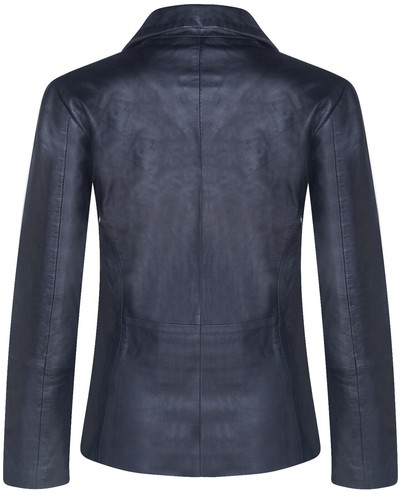 Ladies Black Real Leather Blazer Jacket Casual Retro One Button Classic Jacket - Picture 3 of 4