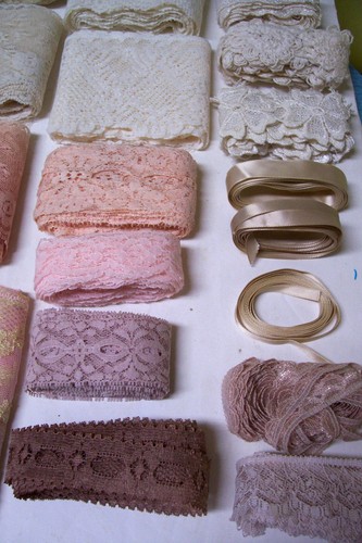 sewing fabric trims edgings notions scraps lot lace ribbon satin