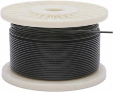 Vinyl Coated Stainless Steel 304 Cable Wire Rope 7x7, Black, 1/16" - 1/8"