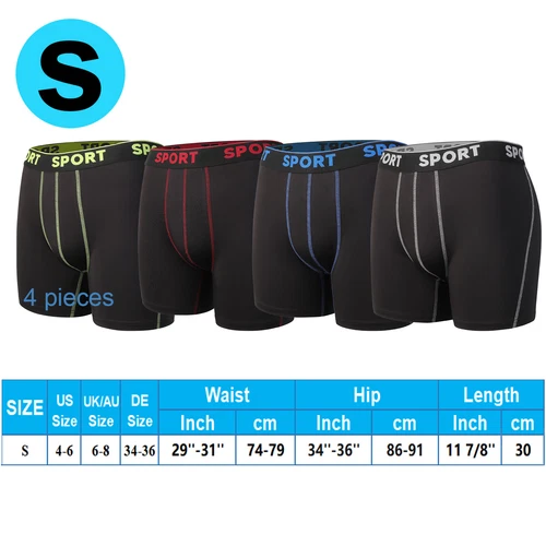 4PCS Bamboo Fibre Boxer Shorts Comfortable Breathable Long Leg Briefs For Men - Picture 23 of 28