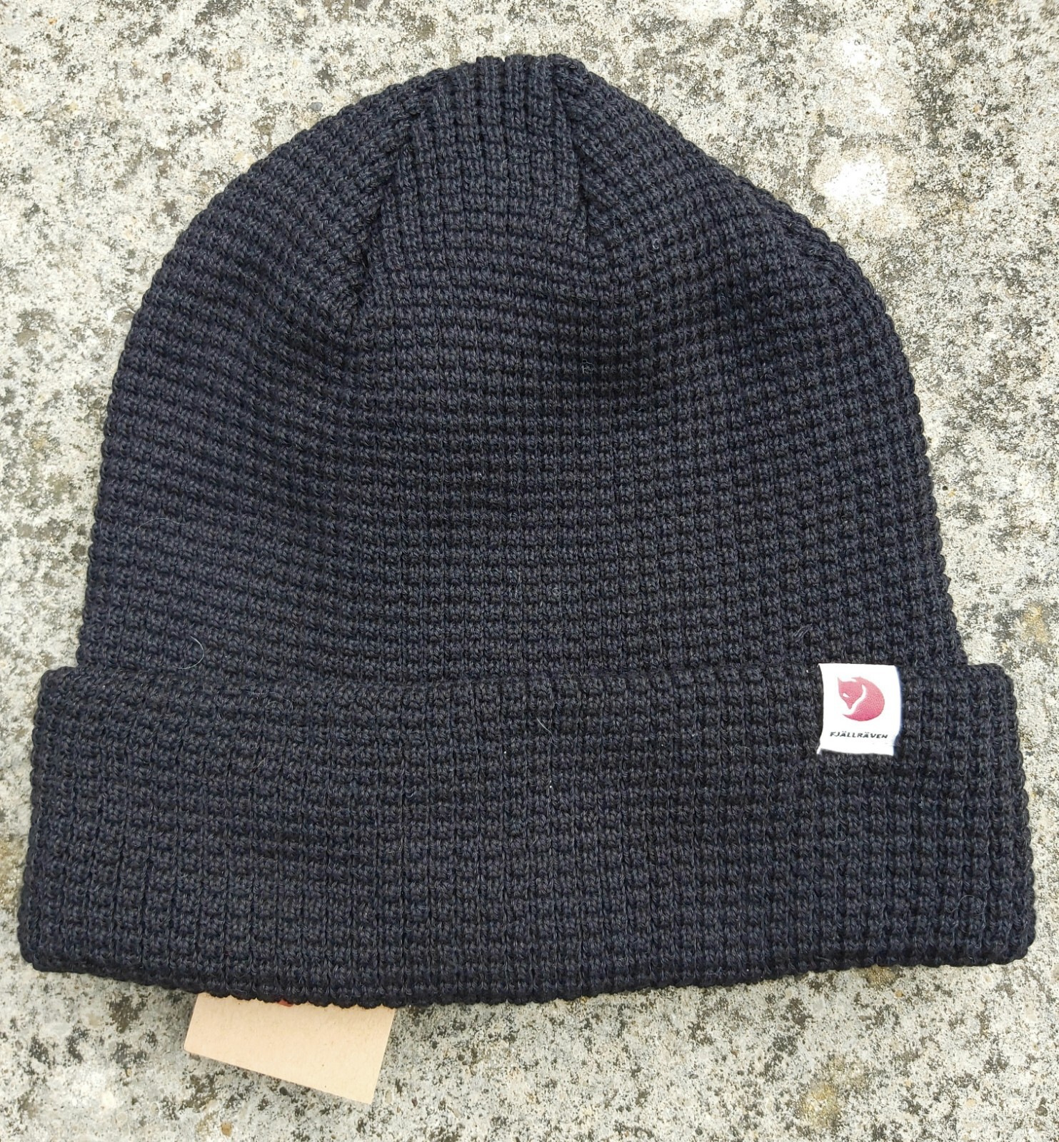 Genuine FJALLRAVEN Sweden Black Waffle Knit BEANIE Hat Toque UNISEX Tags